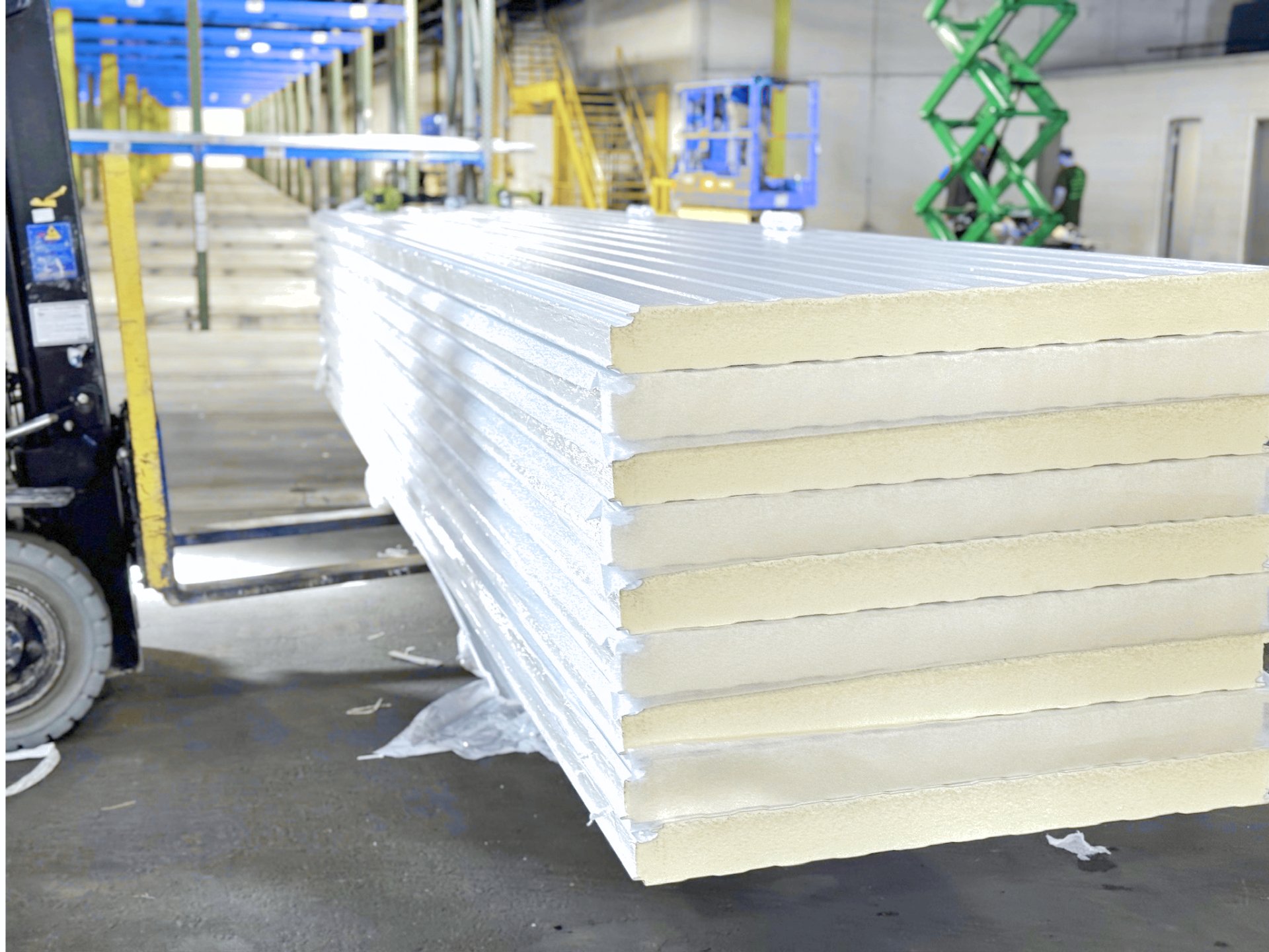 Insulated metal panels stocked in the RSNE shop in Lakeville